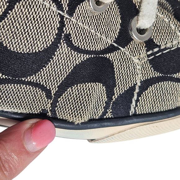 Coach Women’s Bonney High-Top Sneaker Canvas Beige Black 7 Retro Y2K - Picture 4 of 11